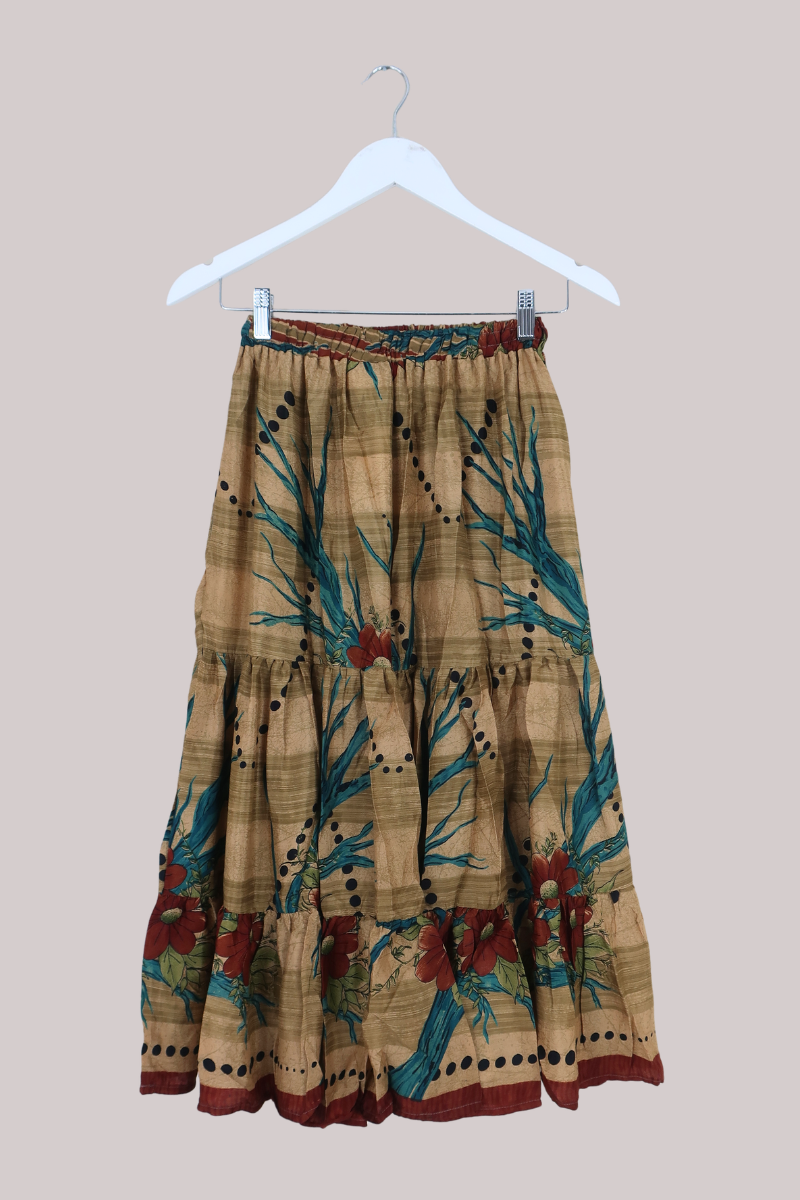Rosie Midi Skirt in Golden Sunrise Woodland - Free Size