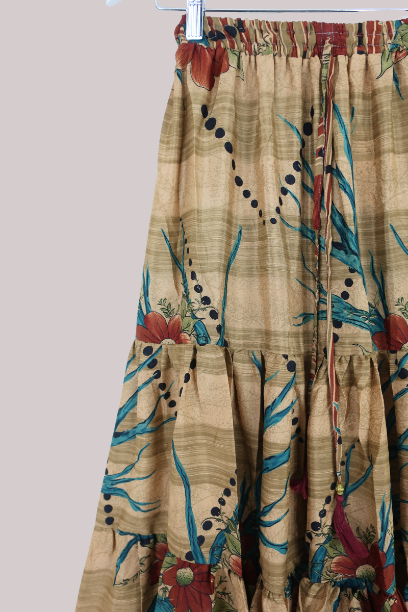 Rosie Midi Skirt in Golden Sunrise Woodland - Free Size