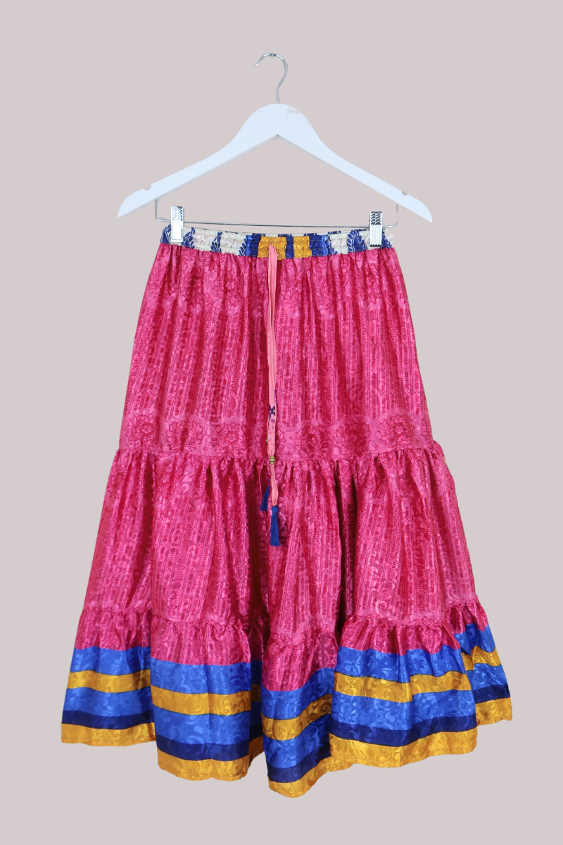 Rosie Midi Skirt in Shimmering Blossom Pink - Free Size