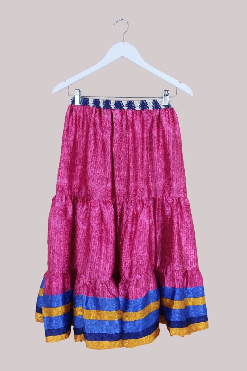 Rosie Midi Skirt in Shimmering Blossom Pink - Free Size
