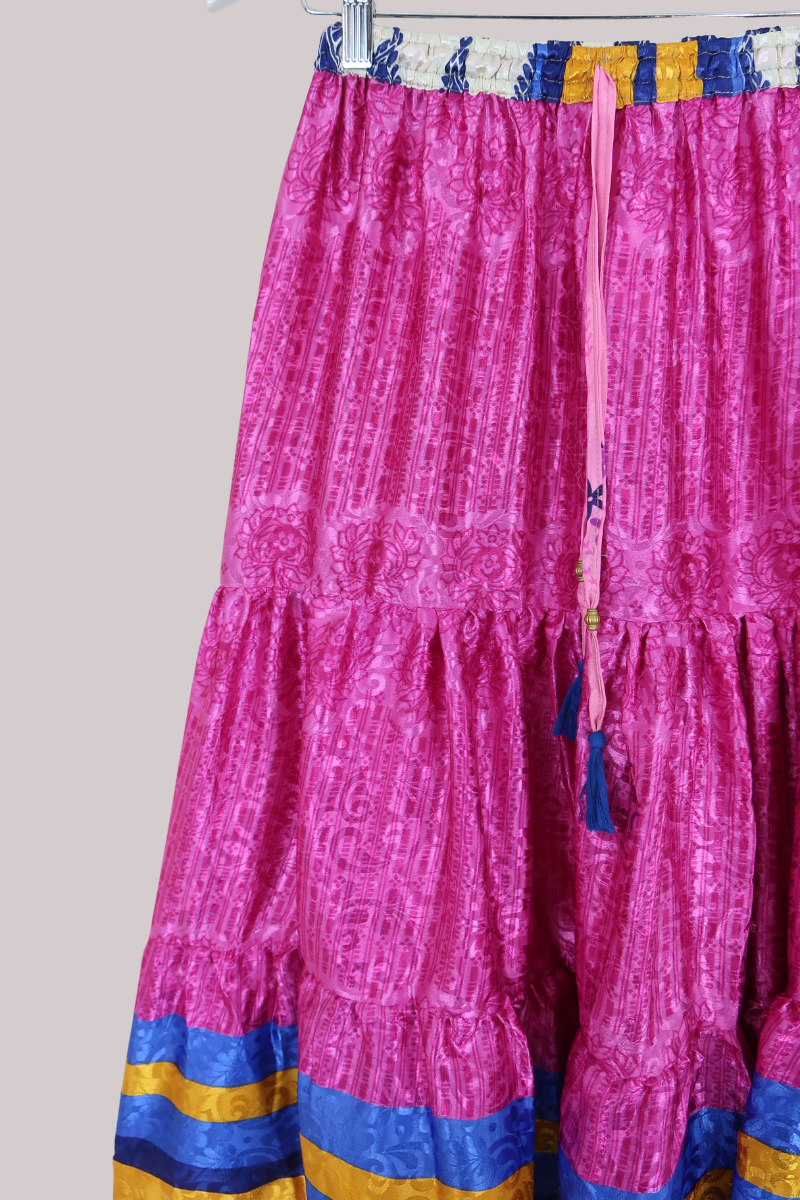 Rosie Midi Skirt in Shimmering Blossom Pink - Free Size