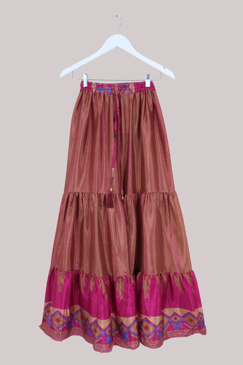 Rosie Maxi Skirt in Bronze & Flamingo Pink - Free Size