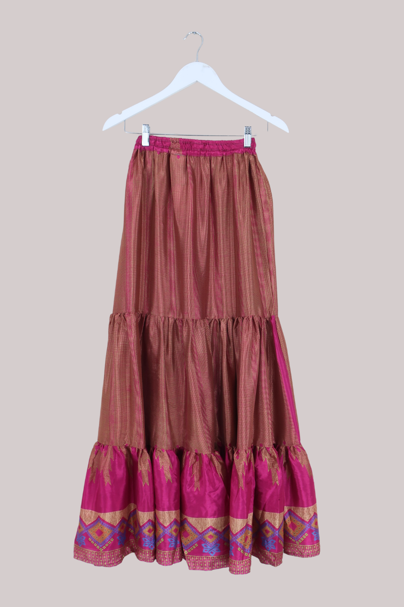 Rosie Maxi Skirt in Bronze & Flamingo Pink - Free Size