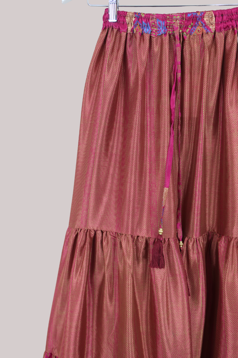 Rosie Maxi Skirt in Bronze & Flamingo Pink - Free Size