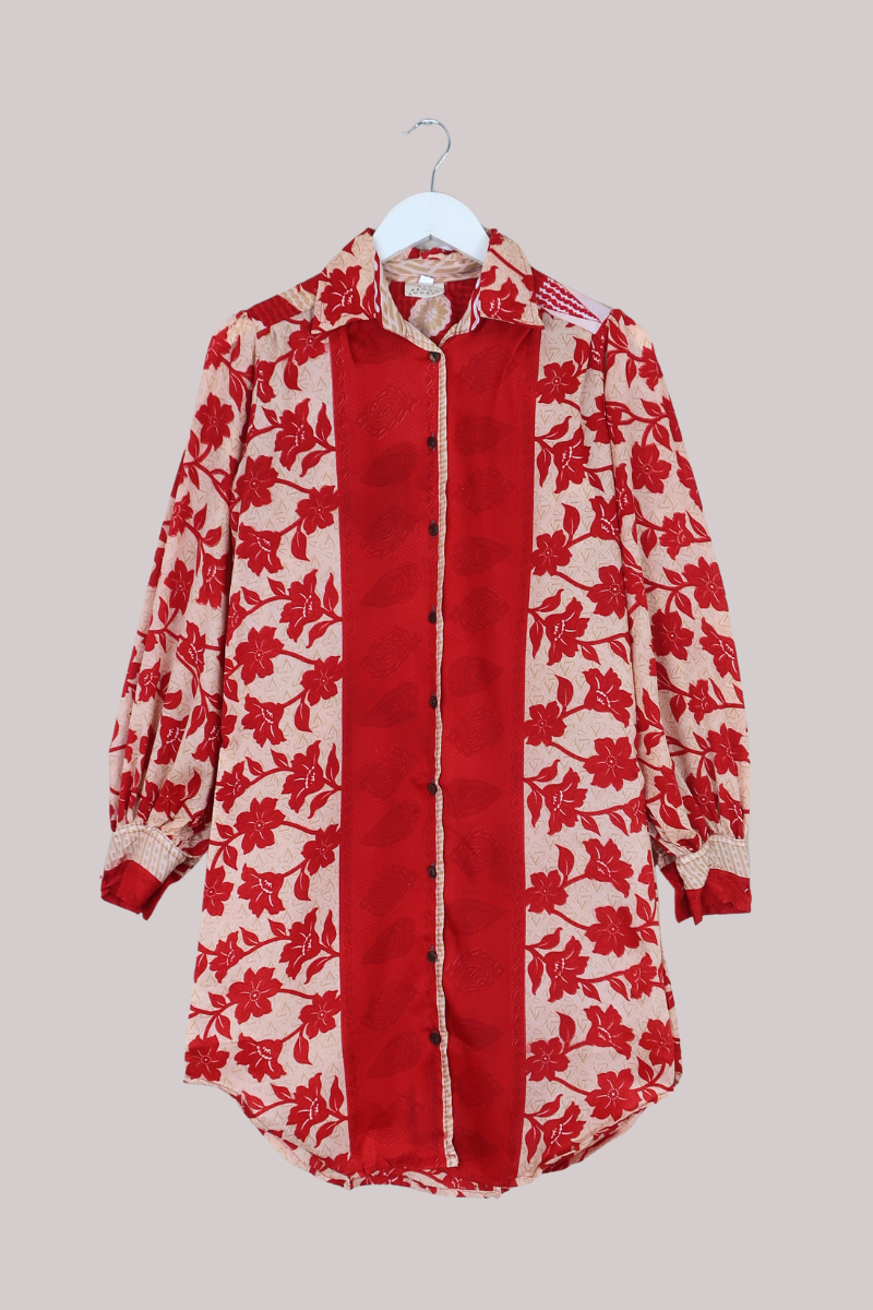 Bonnie Shirt Dress - Carnation Red - Size L