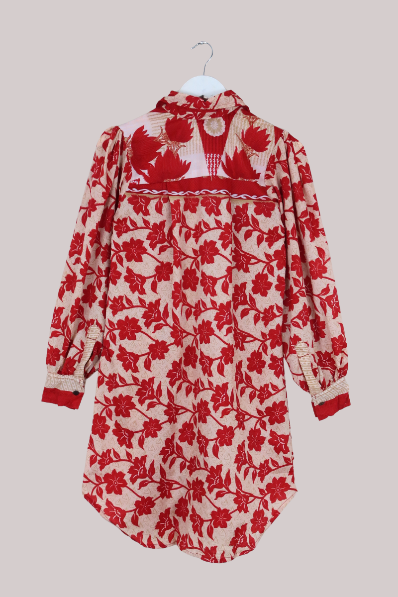 Bonnie Shirt Dress - Carnation Red - Size L