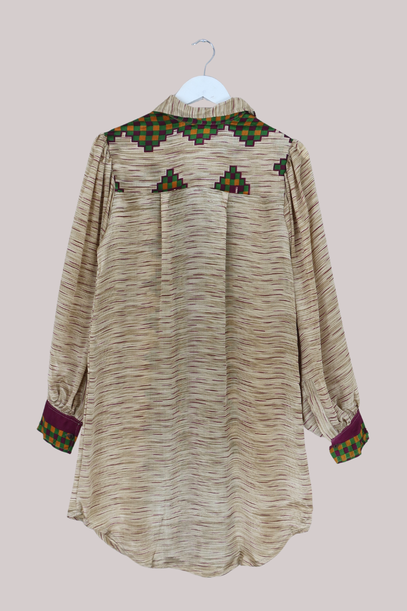Bonnie Shirt Dress - Champagne Tetris - Size XL