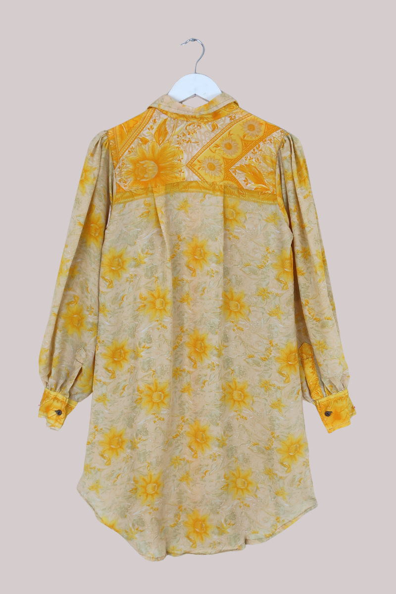 Bonnie Shirt Dress - Sunrise Yellow Flowers - Size L