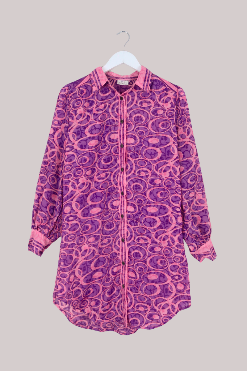 Bonnie Shirt Dress - Lavender Bubbles - Size L