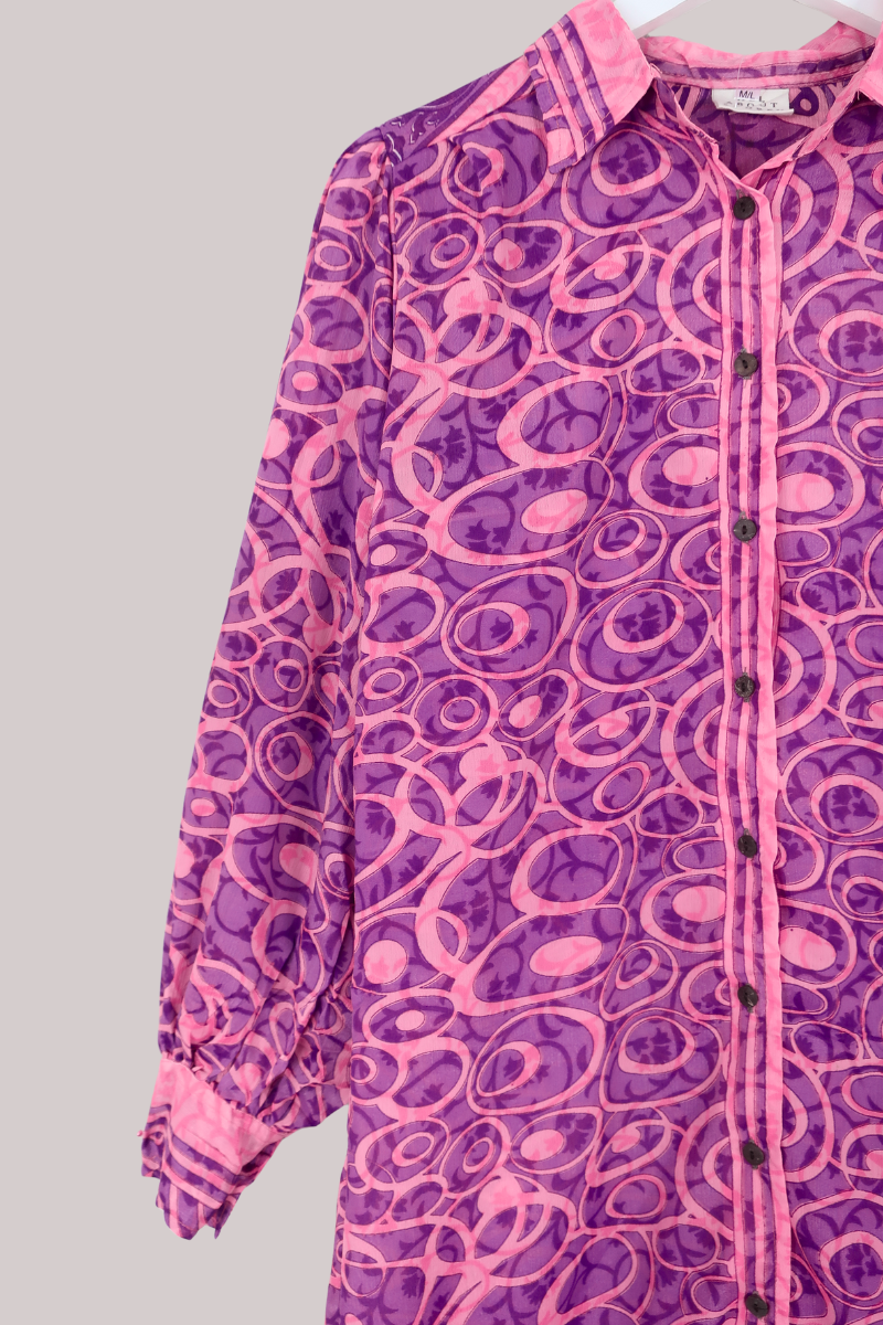 Bonnie Shirt Dress - Lavender Bubbles - Size L
