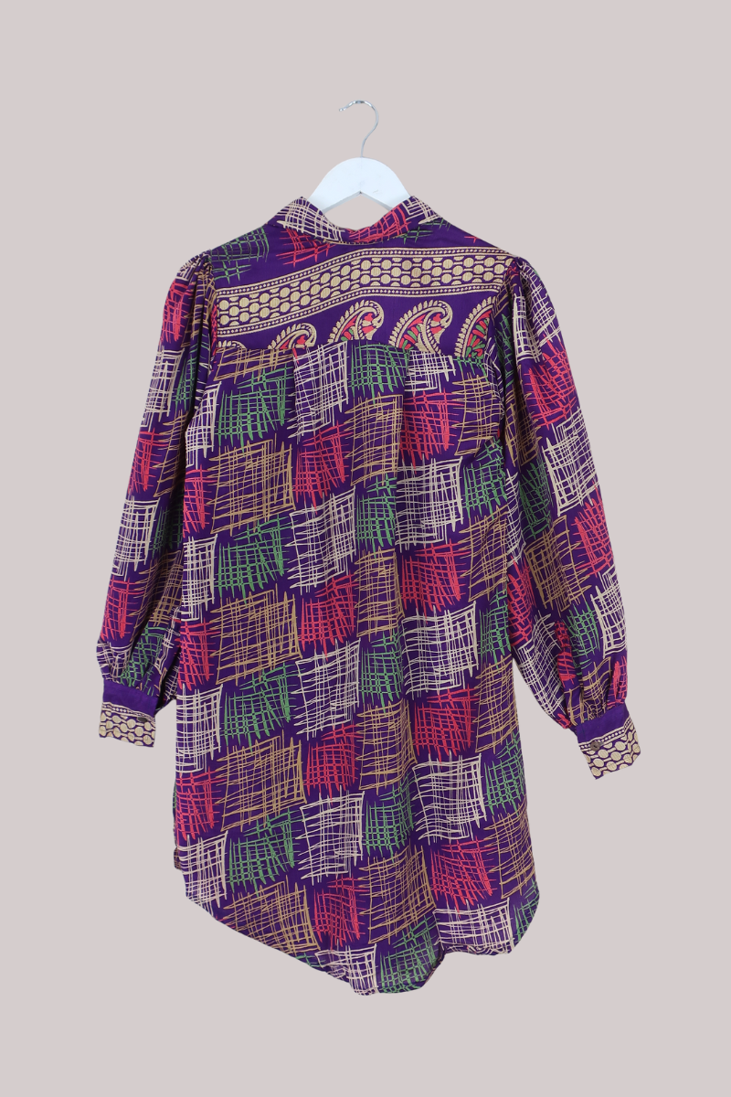 Bonnie Shirt Dress - Purple Scribbles - Size L