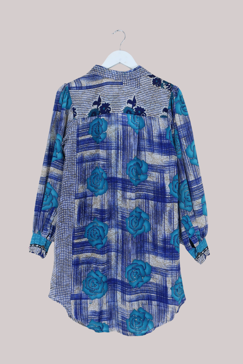 Bonnie Shirt Dress - Indigo Rose Tapestry - Size L
