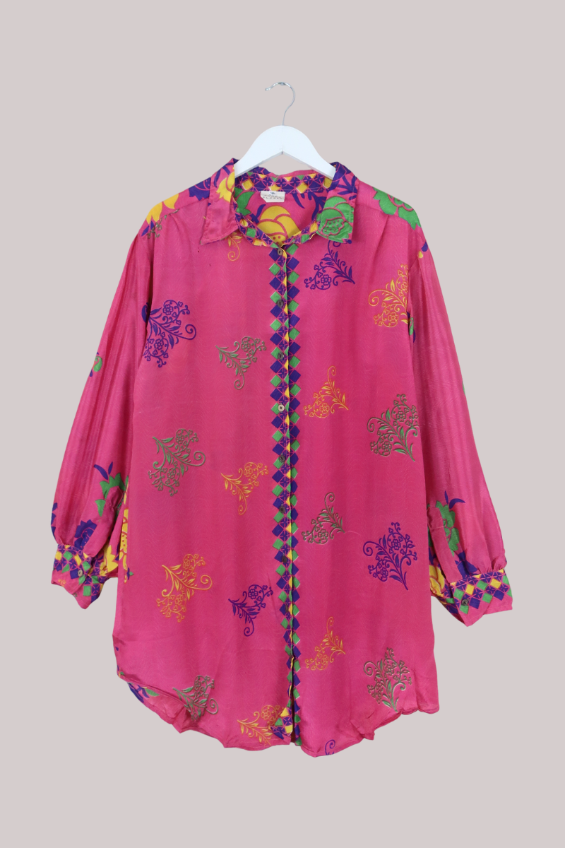 Bonnie Shirt Dress - Hot Pink Paisley - Size XXXL