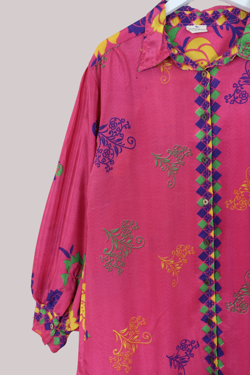 Bonnie Shirt Dress - Hot Pink Paisley - Size XXXL