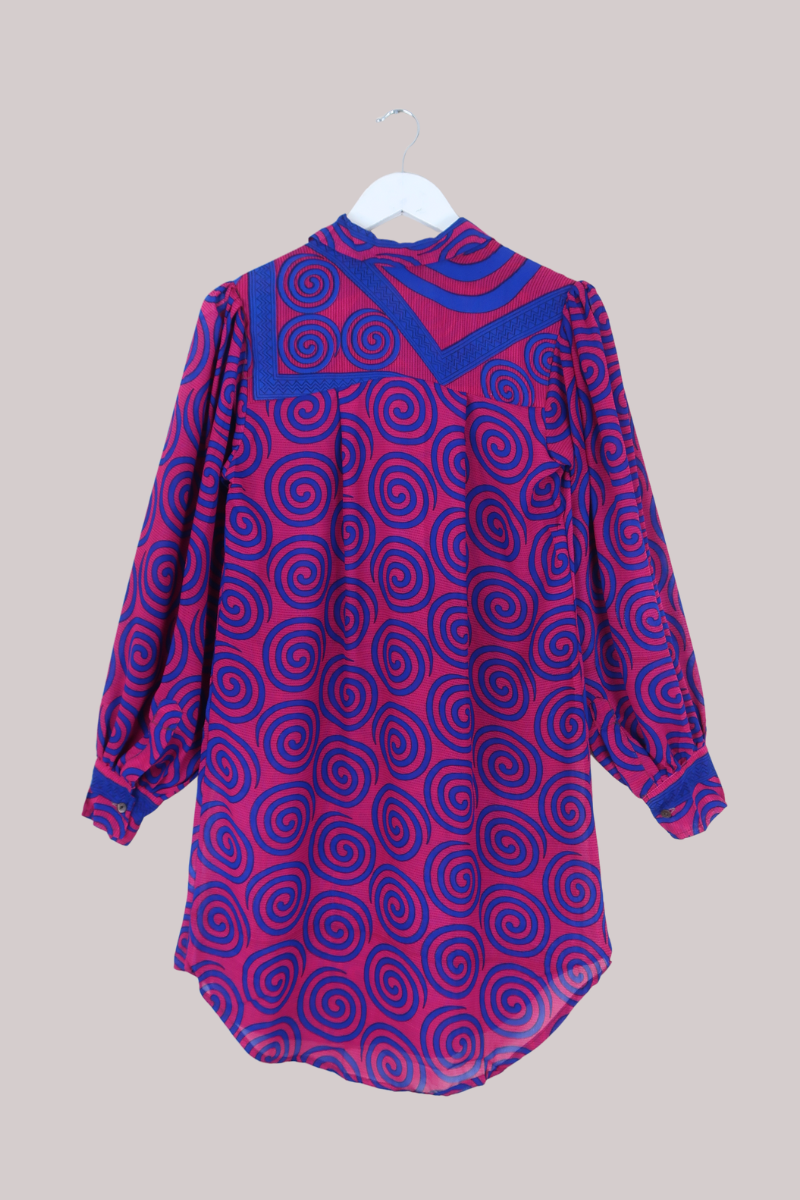 Bonnie Shirt Dress - Magenta Whirlpools - Size L/XL