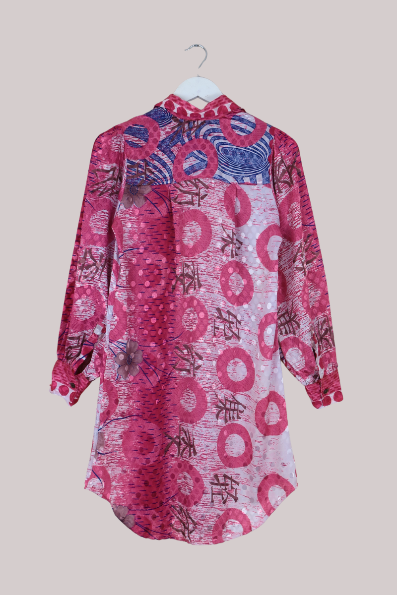 Bonnie Shirt Dress - Pink Polka Dots - Size L