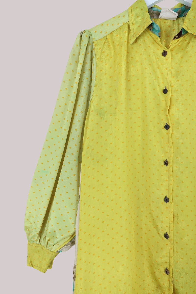 Bonnie Shirt Dress - Limoncello Polka Dots - Size L