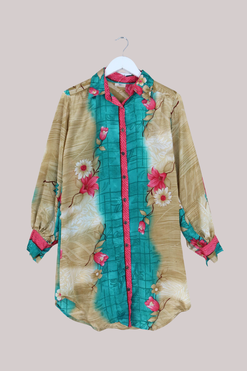 Bonnie Shirt Dress - Sahara Florals - Size L/XL