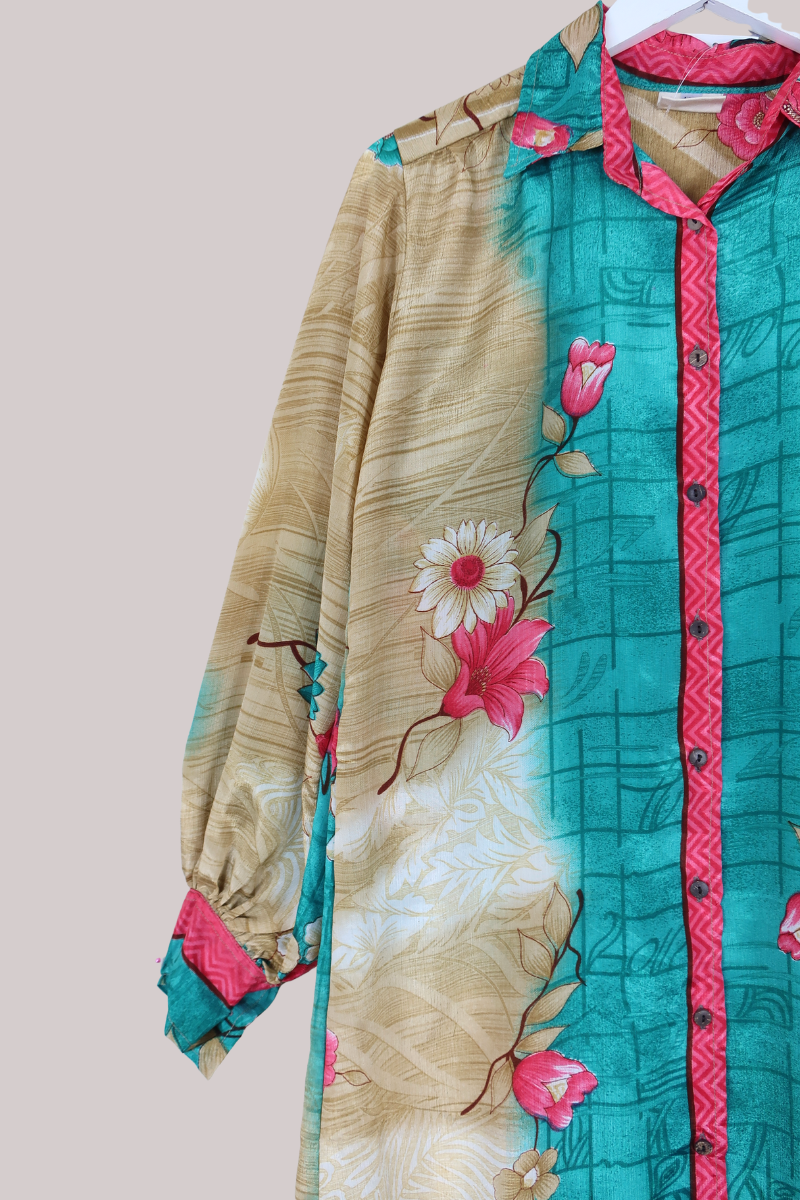 Bonnie Shirt Dress - Sahara Florals - Size L/XL