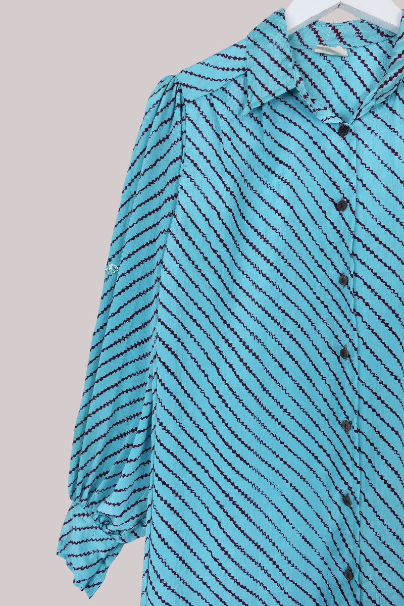 Bonnie Shirt Dress - Sequined Aquamarine - Size L/XL