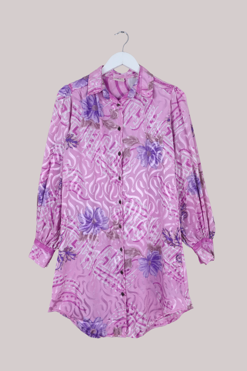 Bonnie Shirt Dress - Swirling Lilac Haze - Size L