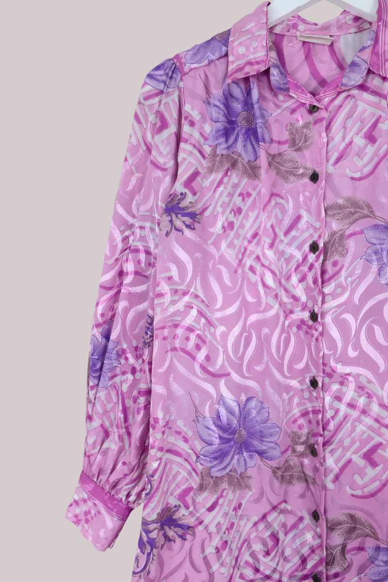 Bonnie Shirt Dress - Swirling Lilac Haze - Size L