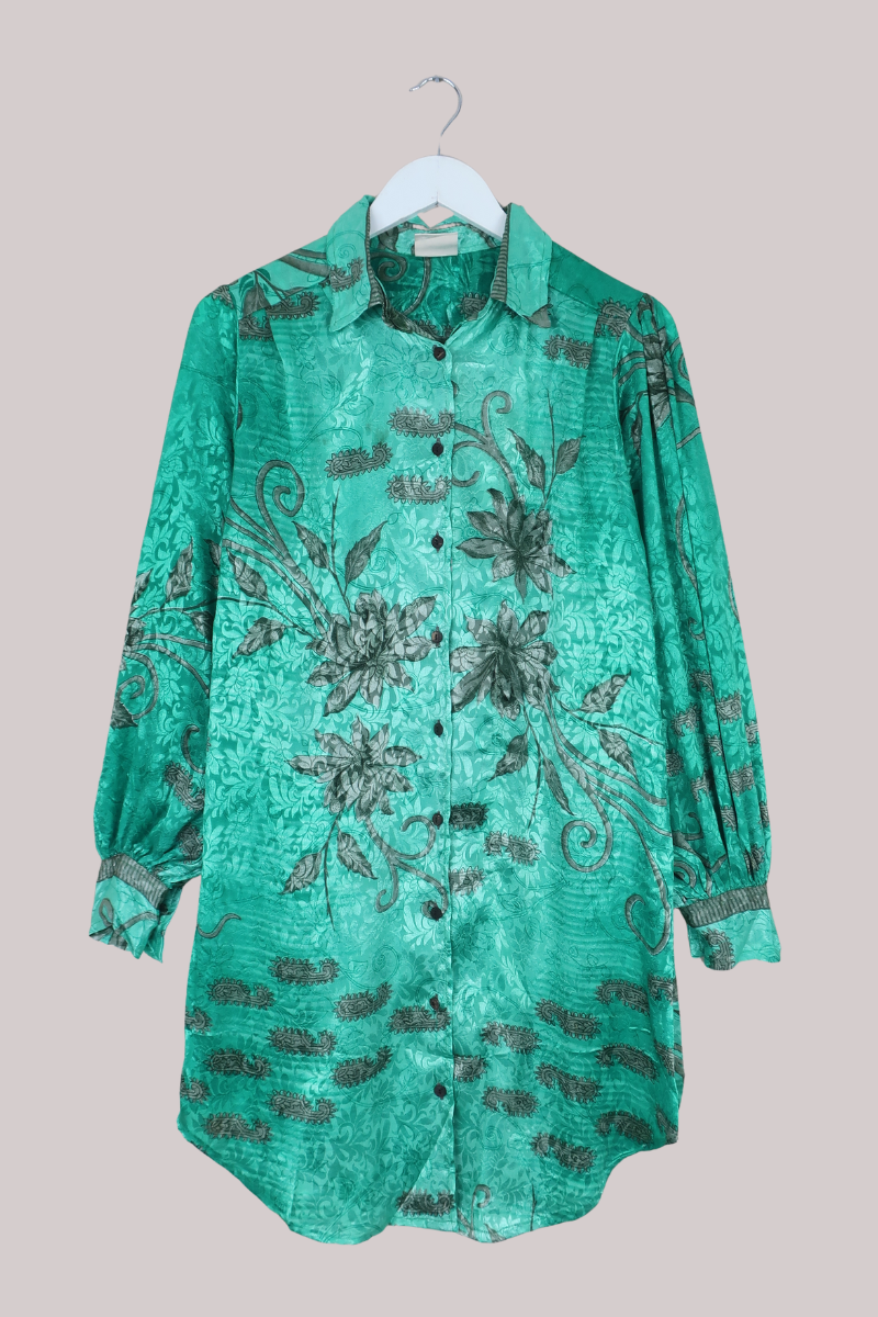 Bonnie Shirt Dress - Shimmering Turquoise - Size L/XL