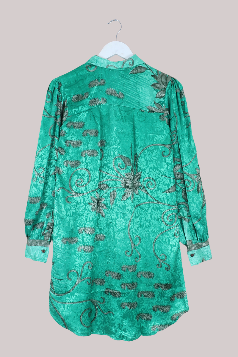 Bonnie Shirt Dress - Shimmering Turquoise - Size L/XL