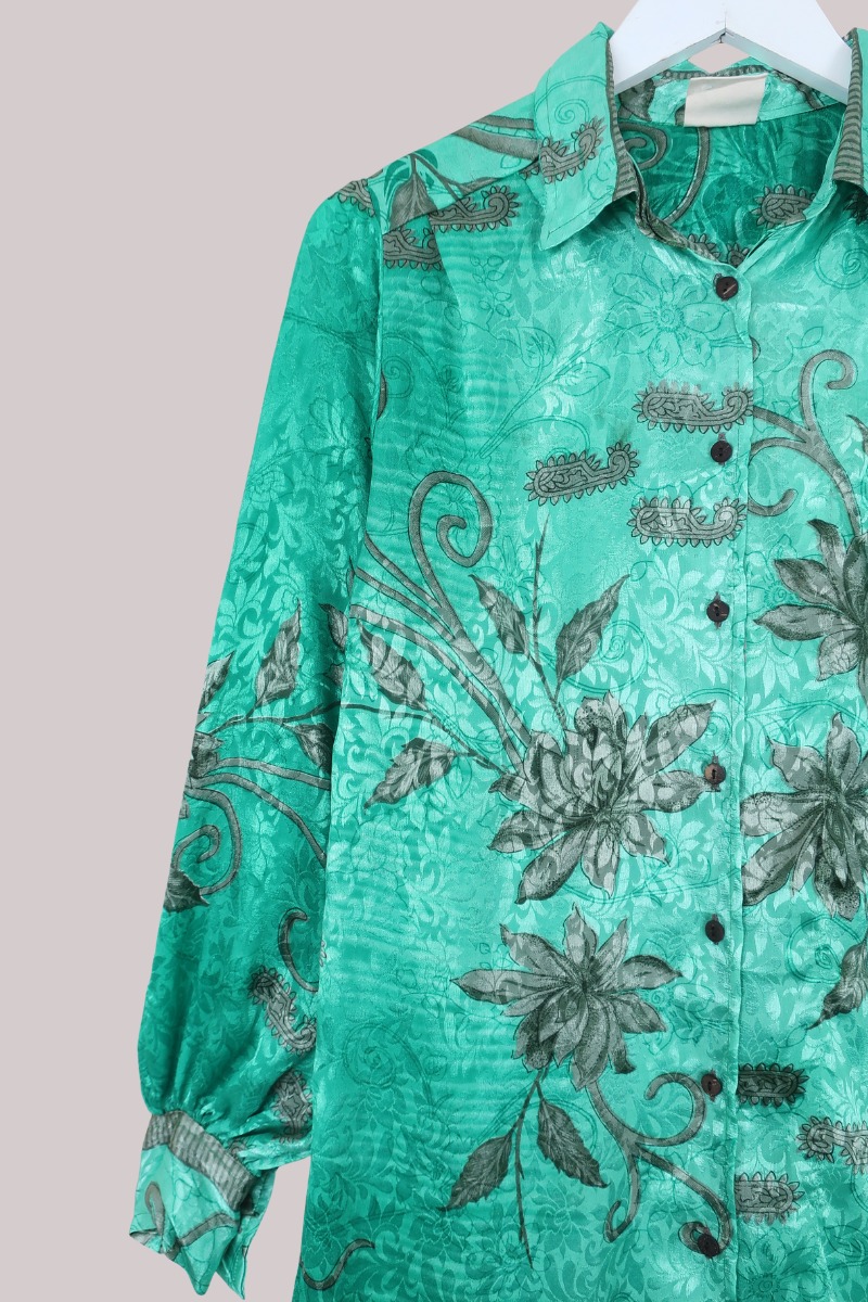 Bonnie Shirt Dress - Shimmering Turquoise - Size L/XL