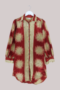 Bonnie Shirt Dress - Crimson Sun Bursts - Size M/L