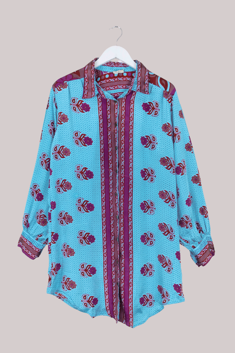 Bonnie Shirt Dress - Sky Blue Daisies - Size XXL