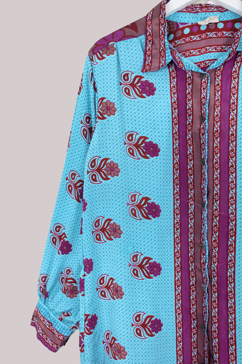 Bonnie Shirt Dress - Sky Blue Daisies - Size XXL