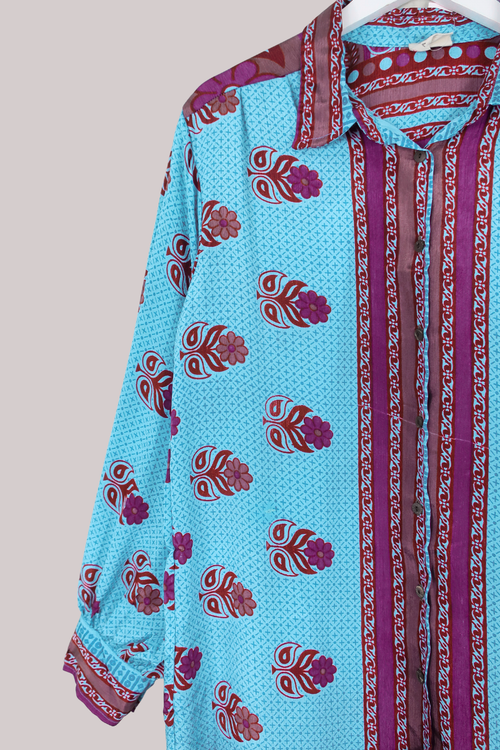 Bonnie Shirt Dress - Sky Blue Daisies - Size XXL