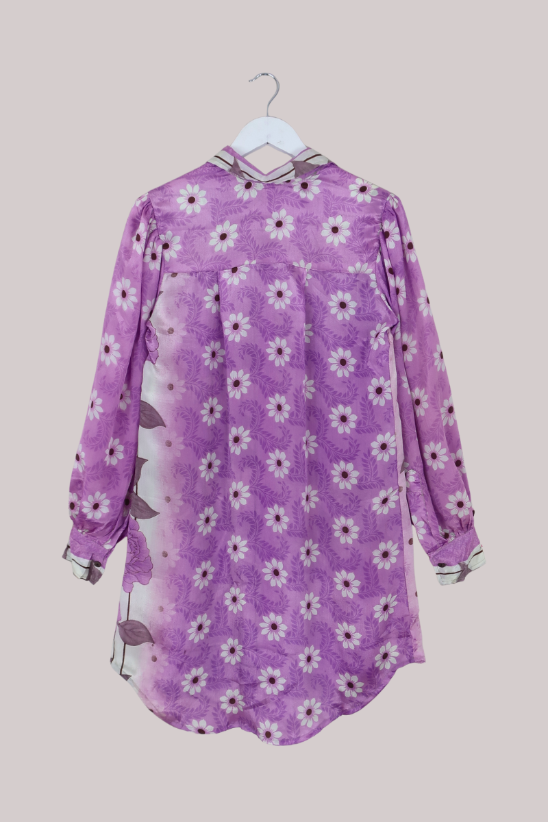 Bonnie Shirt Dress - Purple Magnolias - Size L/XL