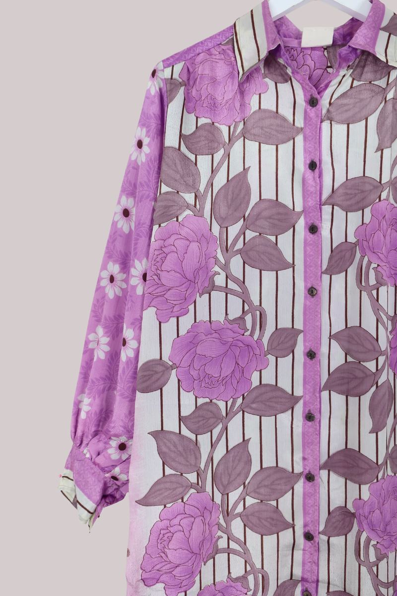 Bonnie Shirt Dress - Purple Magnolias - Size L/XL