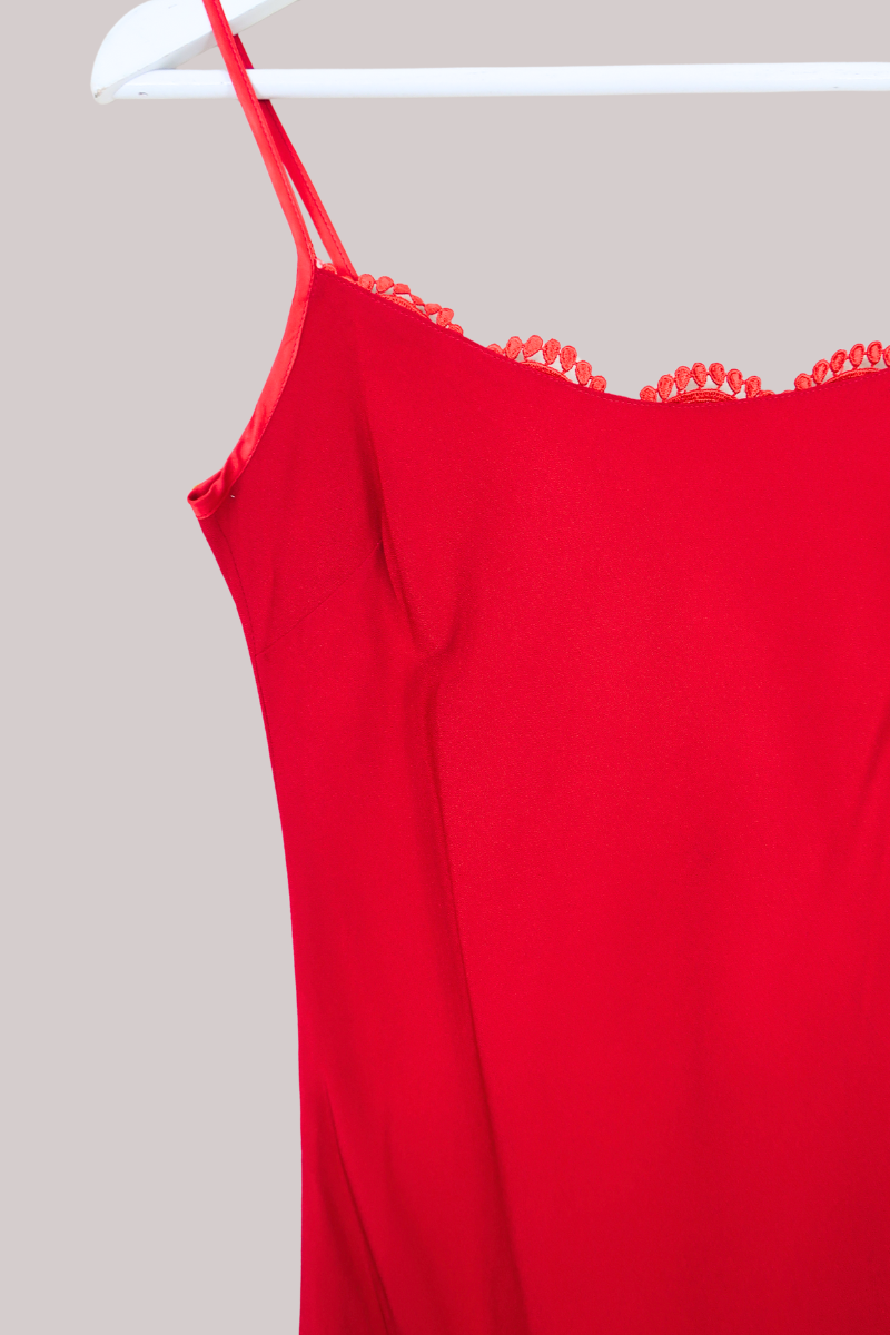 Vintage Dress - Slinky Scarlet Red Dress - Size XS/S by All About Audrey