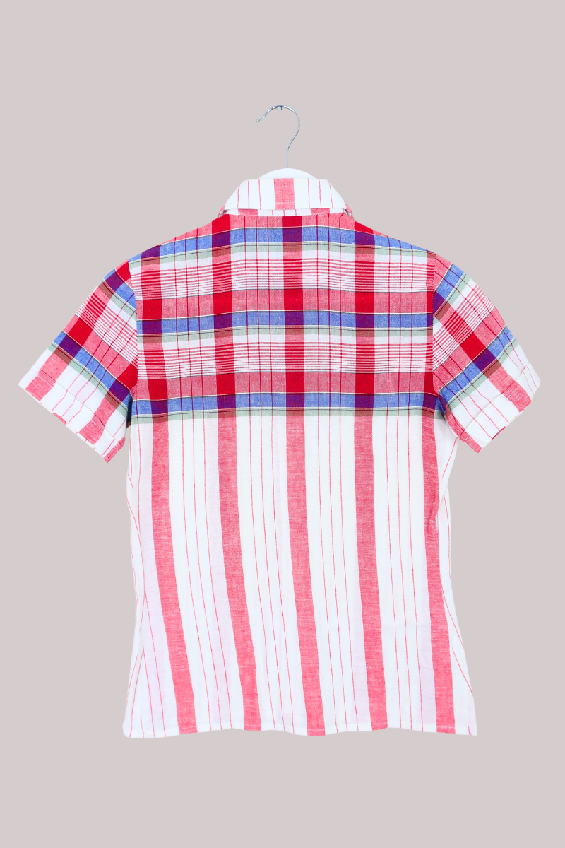 Vintage Shirt - Red Blue Check - Size XXS