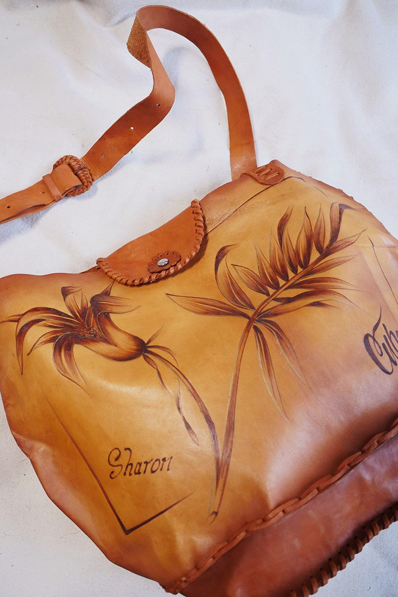 Vintage Cuban Tan Leather Bucket Tote by All About Audrey