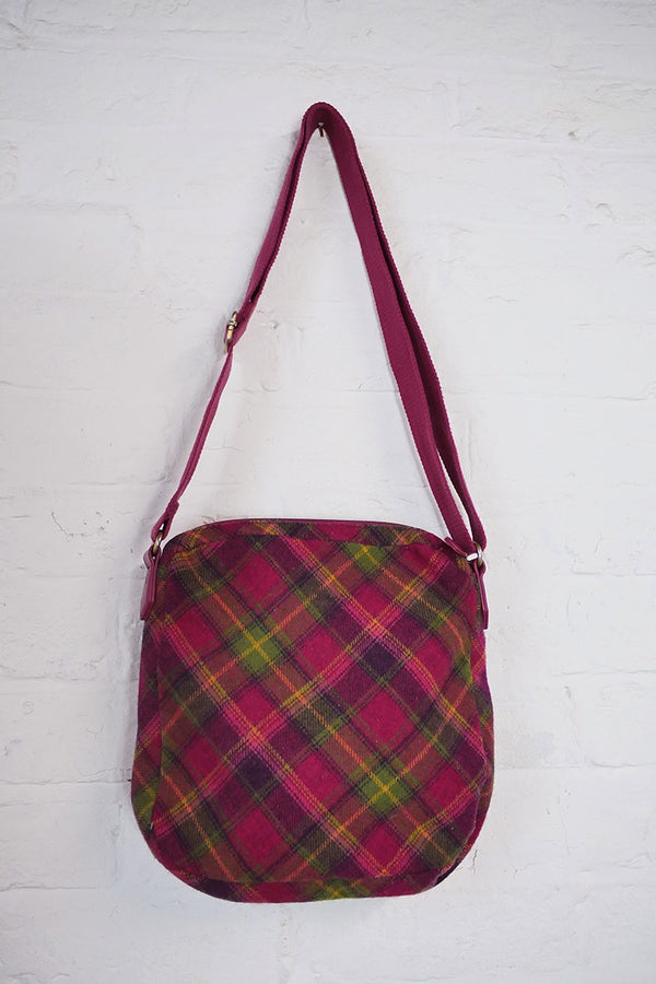 Vintage Berry Pink Tartan Cross Body Bag by All About Audrey
