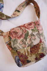 Vintage Rose Bloom Tapestry Side Pouch Bag