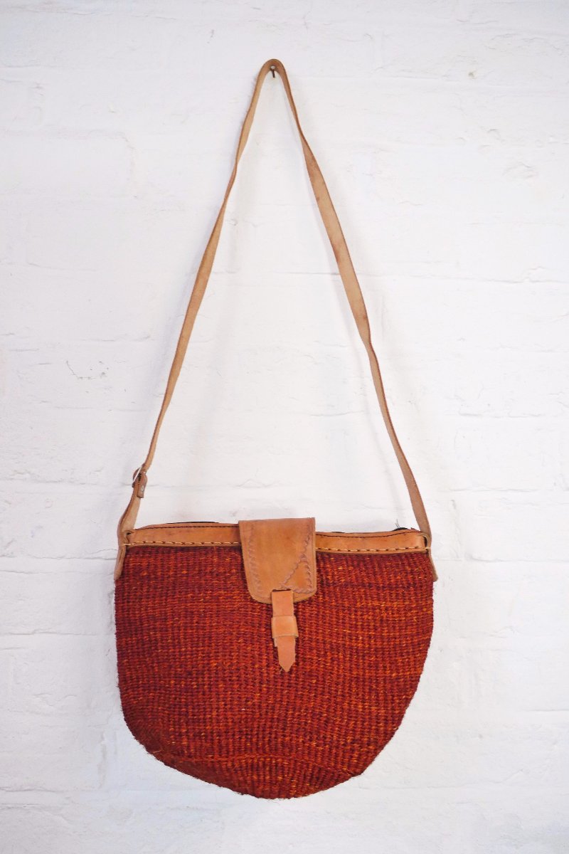 Vintage Russet Red Straw Market Bag by All About Audrey