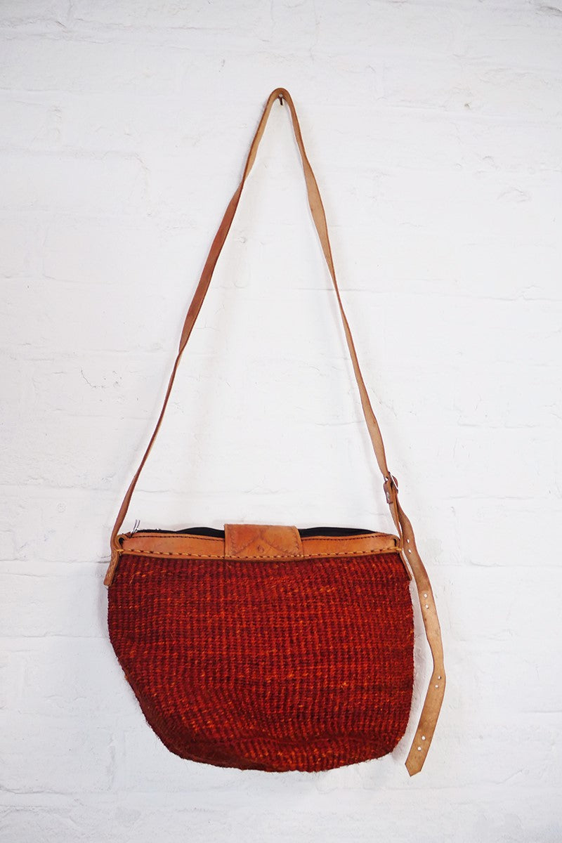 Vintage Russet Red Straw Market Bag by All About Audrey
