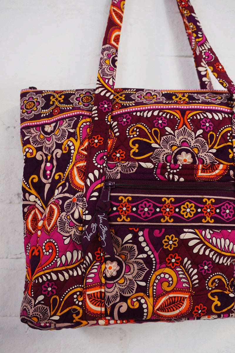 Vintage Designer Vera Bradley Maroon Paisley Tote