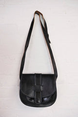 Vintage Noir Contrast Stitch Saddle Bag by All About Audrey