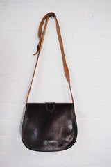Vintage Noir Contrast Stitch Saddle Bag by All About Audrey