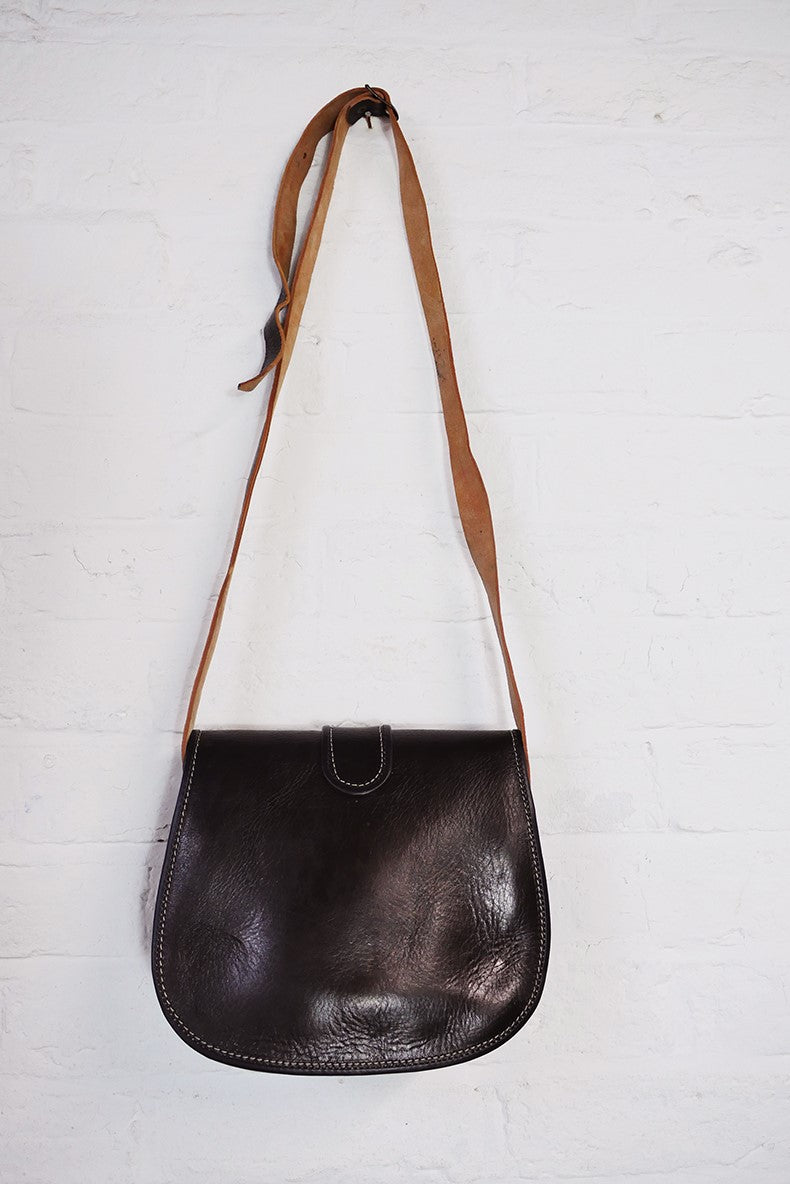 Vintage Noir Contrast Stitch Saddle Bag by All About Audrey