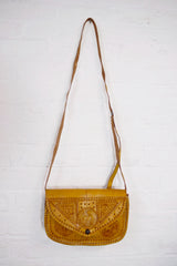 Vintage Yellow Marroccan Embossed Purse