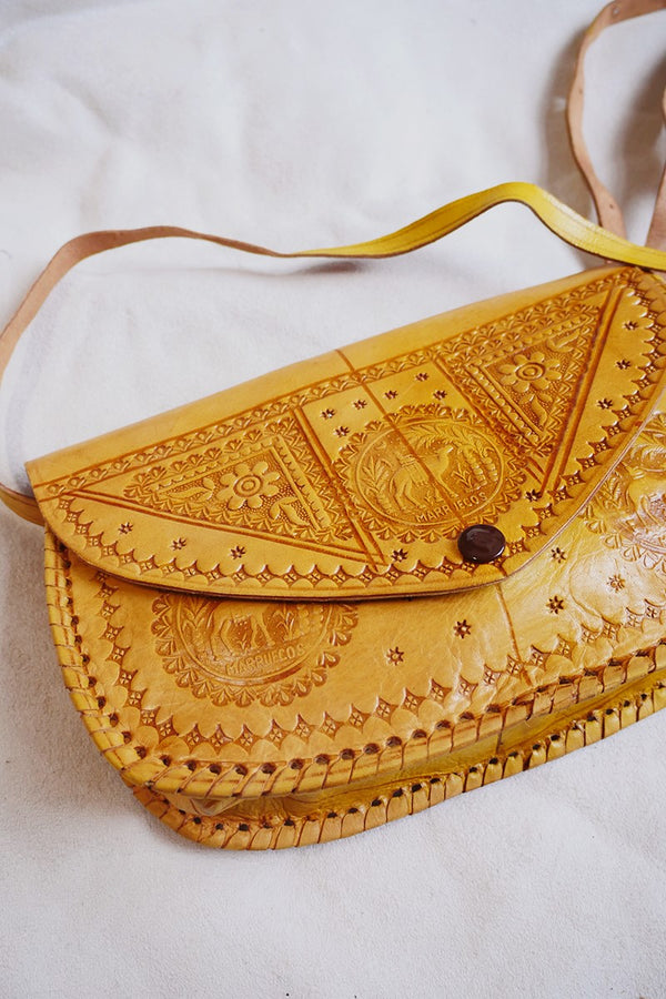 Vintage Yellow Marroccan Embossed Purse