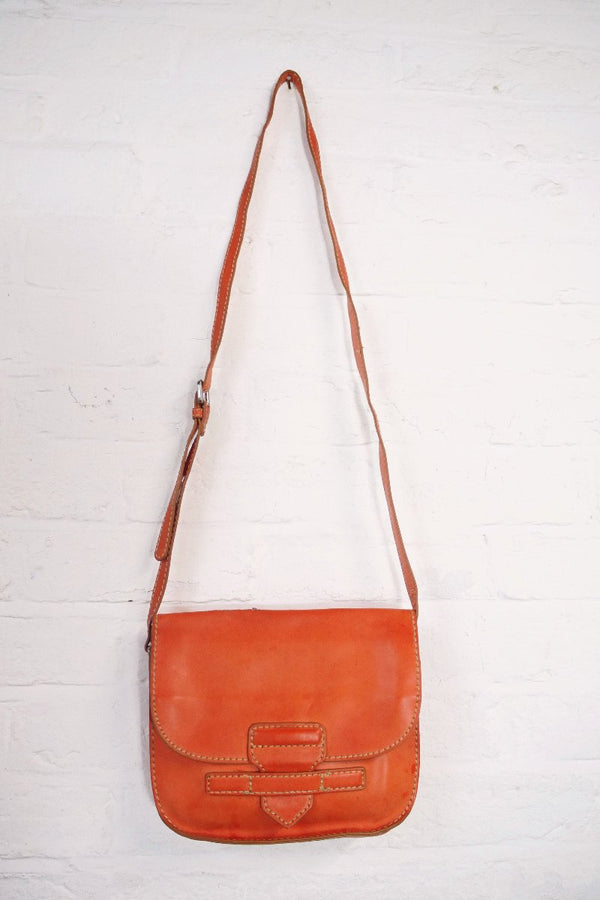 Vintage Citrus Orange Leather Satchel by All About Audrey