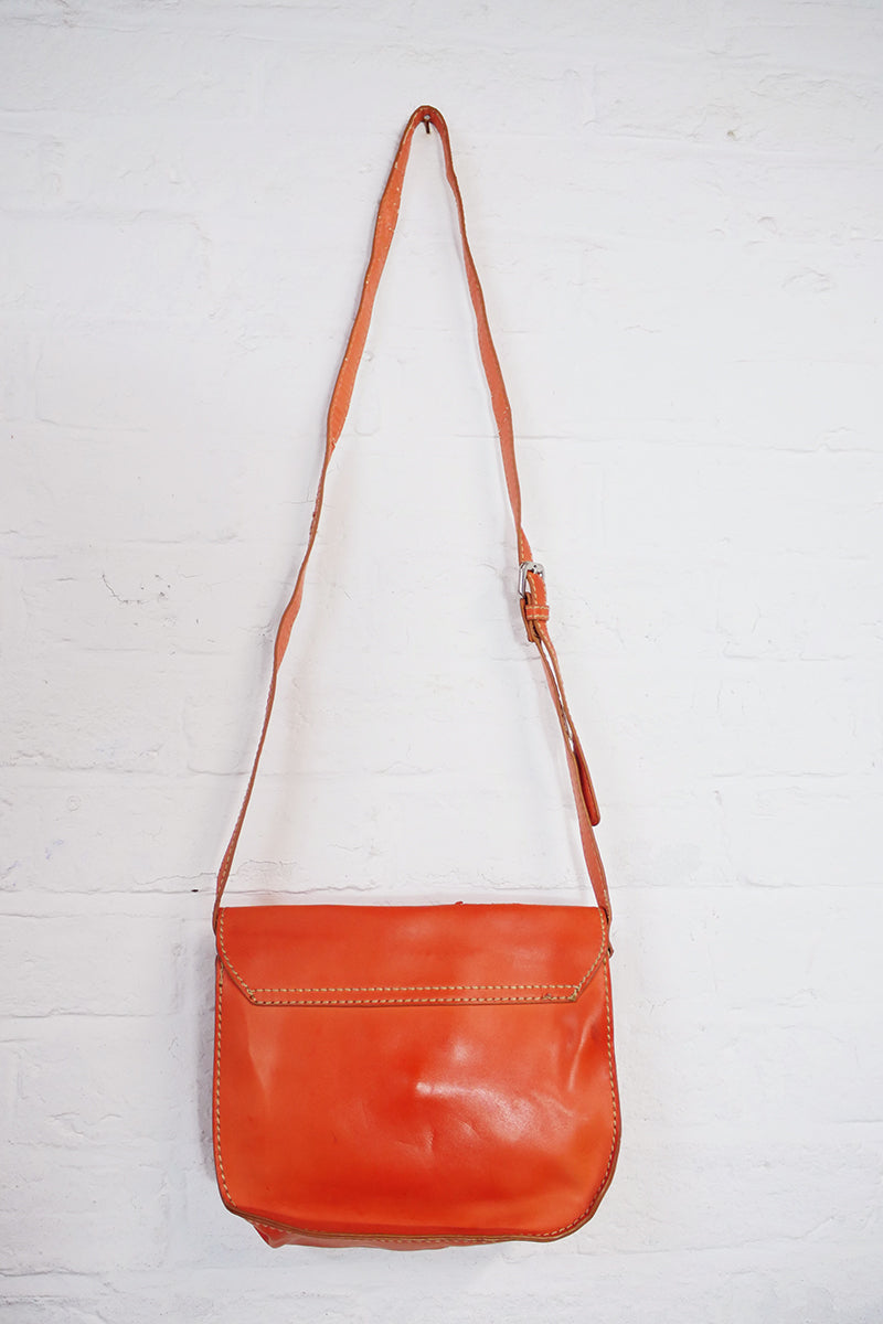 Vintage Citrus Orange Leather Satchel by All About Audrey
